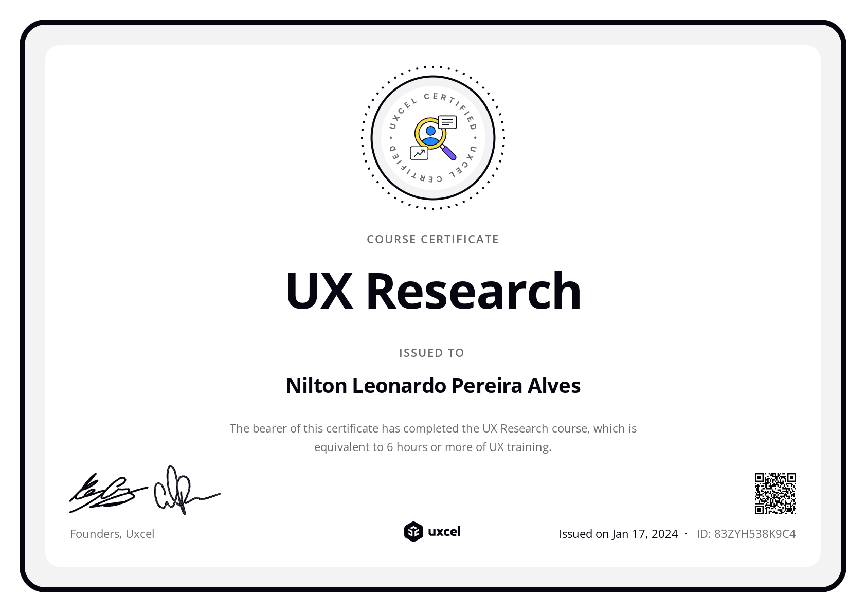 Leonardo Alves's certificate